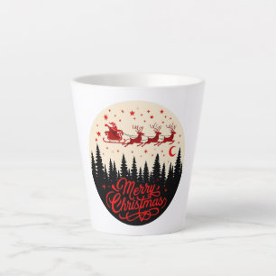 Santa's Sleigh Merry Christmas Forest Scene Art Latte Mug