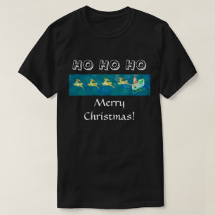 Santa's Sleigh on Black T-Shirt