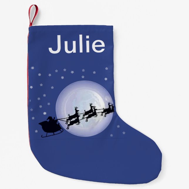 Santa's Sleigh Personalised Small Christmas Stocking (Front)