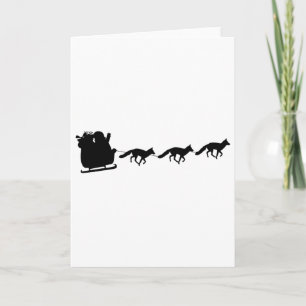 Santas Sleigh Pulled By Foxes - Fox Christmas Card