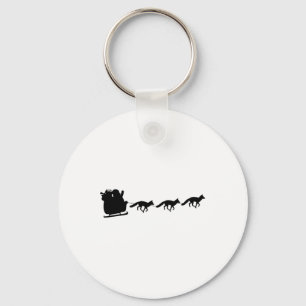 Santas Sleigh Pulled By Foxes - Fox Christmas Key Ring