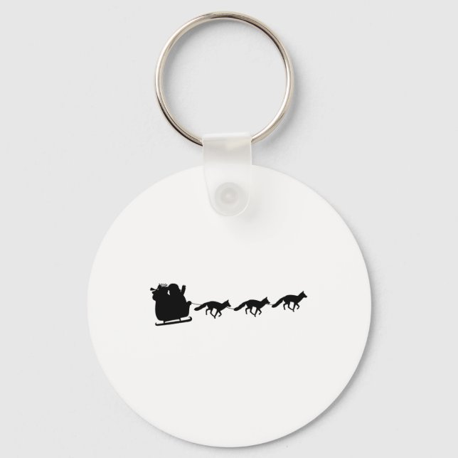 Santas Sleigh Pulled By Foxes - Fox Christmas  Key Ring (Front)