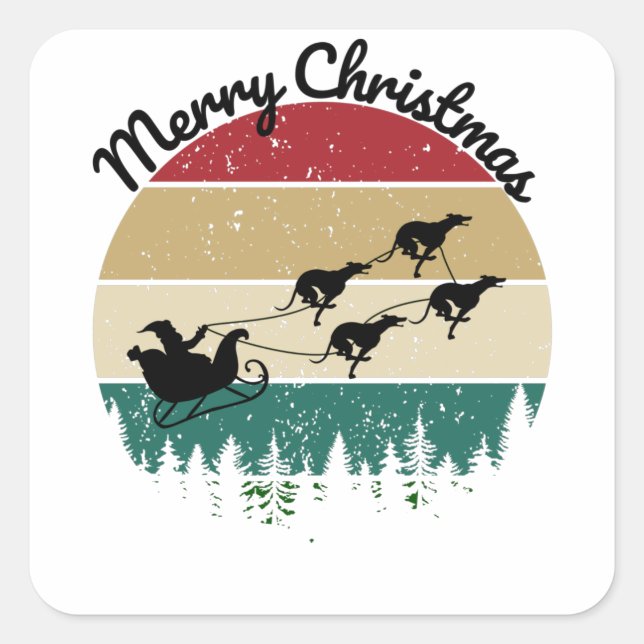 Santas Sleigh pulled by greyhounds Square Sticker (Front)