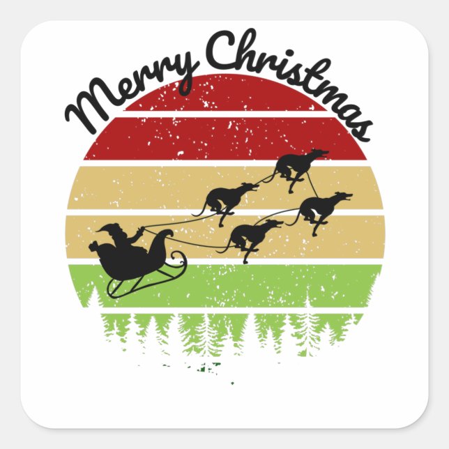 Santas Sleigh pulled by greyhounds Square Sticker (Front)