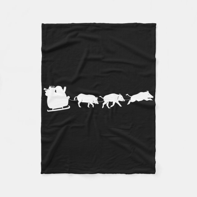 Santas Sleigh Pulled By Wild Hog - Boar Hog Huntin Fleece Blanket (Front)