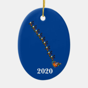 Santa's Sleigh Reindeer with Masks Xmas Ornament