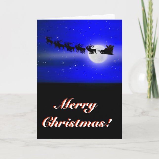 Santa's Sleigh Ride Christmas Holiday Card (Front)
