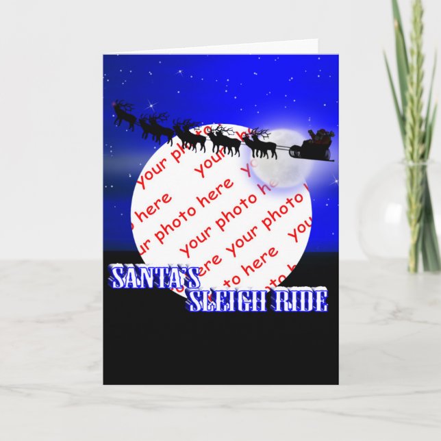 Santa's Sleigh Ride Christmas Photo Frame Holiday Card (Front)
