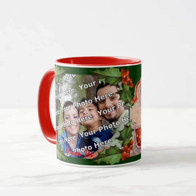 Santas Sleigh Ride Christmas Photo Mug (Front Left)