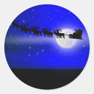Santa's Sleigh Ride Classic Round Sticker