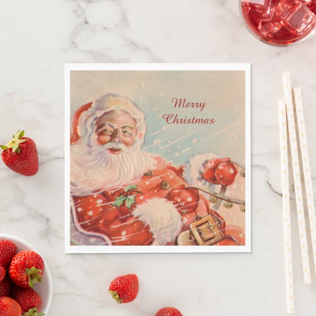 Santas Sleigh Ride Napkin (Insitu)