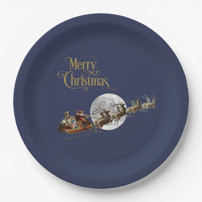 Santa's Sleigh Ride Paper Plate (Front)