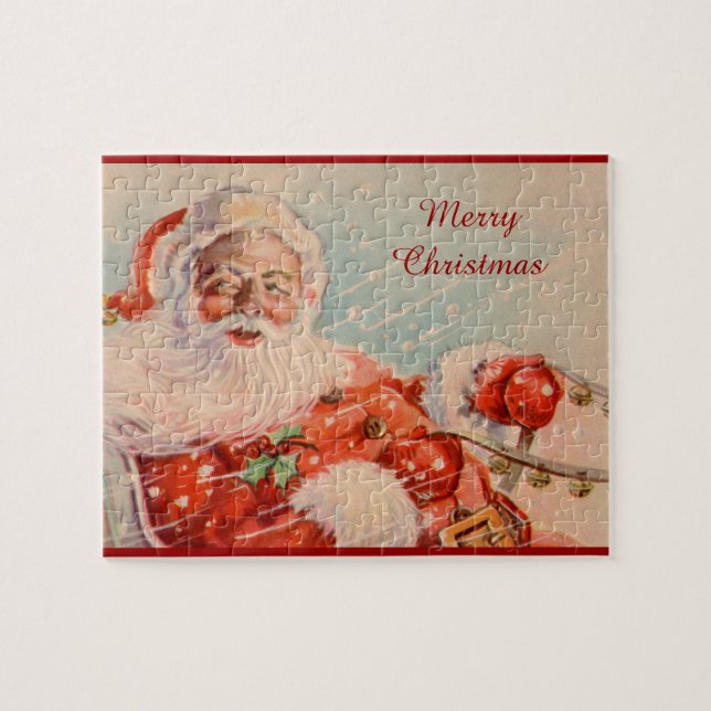 Santas Sleigh Ride Vintage Christmas Puzzle (Horizontal)