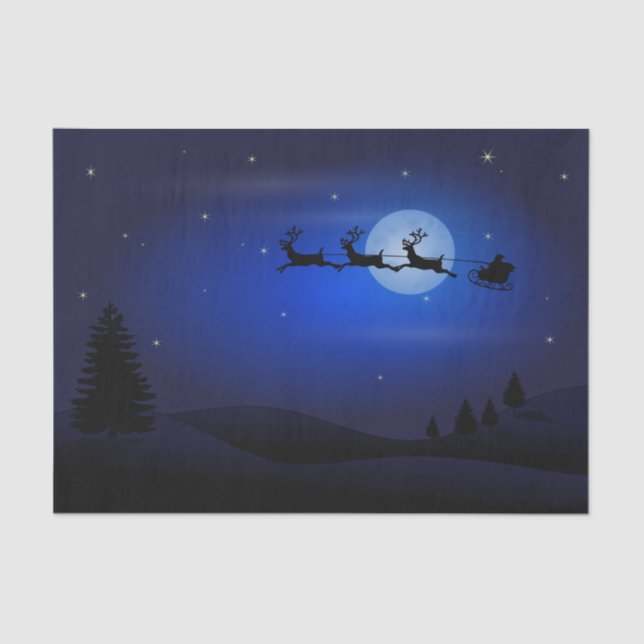 Santa's Sleigh Silhouette in Moonlight Tissue Paper (Front)