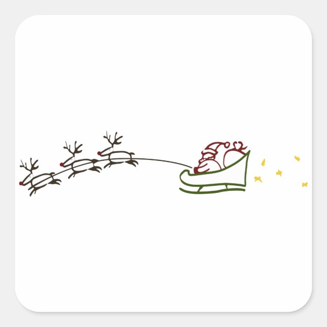 Santas Sleigh Square Sticker (Front)