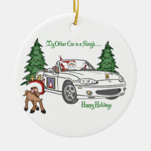 Santa's Sleigh-White Ceramic Tree Decoration