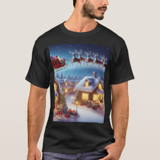 Santa'S Sleigh With Reindeer T-Shirt