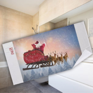 Santa's Slide Custom Christmas Bath Towel