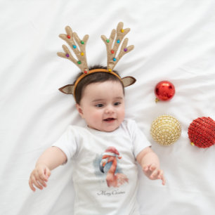 Santa's Snowbird Flamingo, custom Baby Bodysuit
