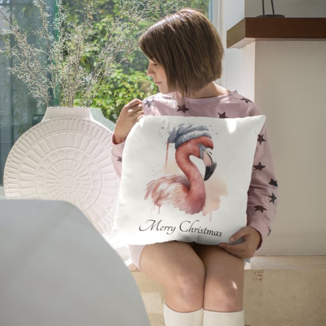 Santa's Snowbird Flamingo, custom Cushion (Creator Uploaded)