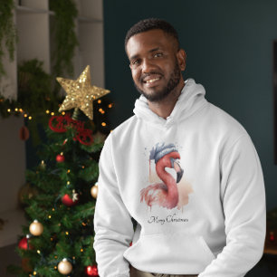 Santa's Snowbird Flamingo, custom Hoodie