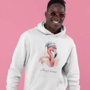 Santa's Snowbird Flamingo, custom Hoodie