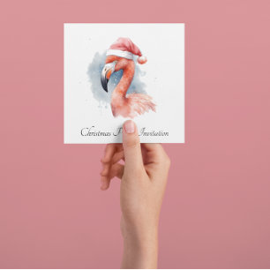 Santa's Snowbird Flamingo, custom Invitation