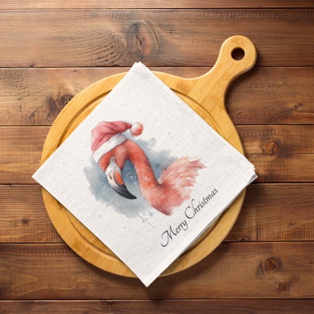 Santa's Snowbird Flamingo, custom Napkin (Creator Uploaded)