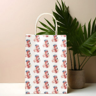 Santa's Snowbird Flamingo Large Gift Bag