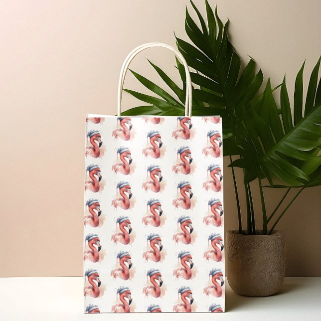 Santa's Snowbird Flamingo Large Gift Bag (Creator Uploaded)