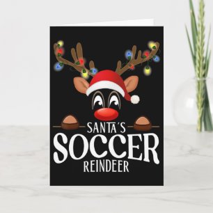 Santa's Soccer Reindeer Funny Xmas Matching Pjs Card