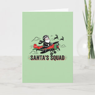 Santa's Squad Christmas Aviator Holiday Card