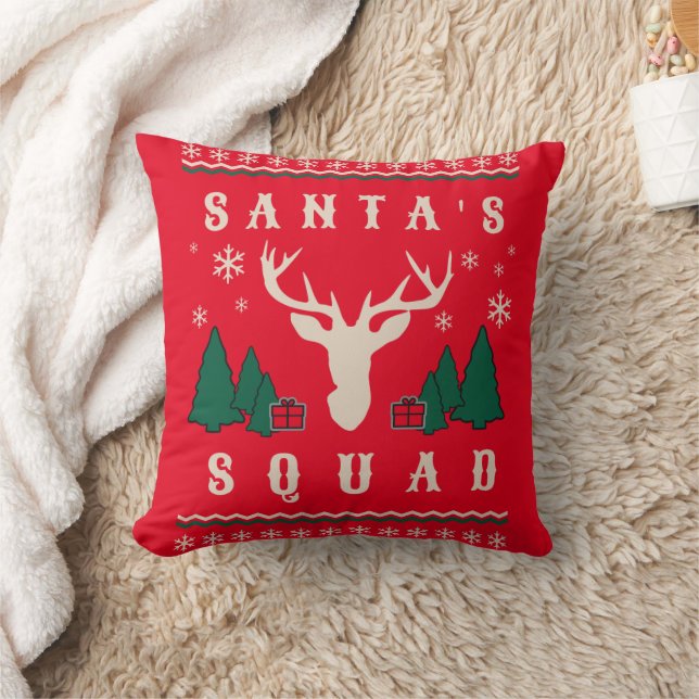 Santa's Squad Ugly Christmas Sweater Cushion (Blanket)