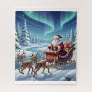 Santa's Starry Ride Through the Arctic Forest Jigsaw Puzzle