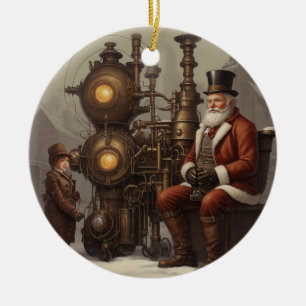 Santa's Steampunk Christmas Ceramic Tree Decoration