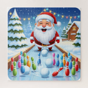 Santa's Strike! Christmas Candy Cane Bowling Jigsaw Puzzle