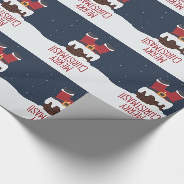 Santa's Stuck in the Chimney, Merry Christmas Wrapping Paper (Corner)