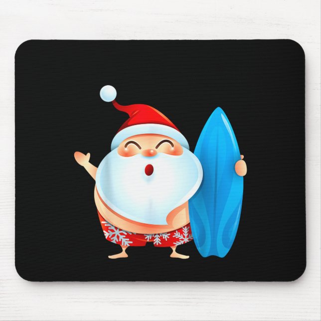 Santa's Surfing, Santa Christmas In July  Mouse Mat (Front)