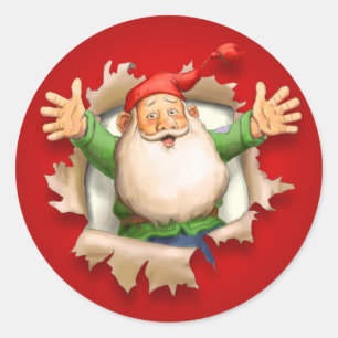 Santa's Surprise at Christmas Classic Round Sticker