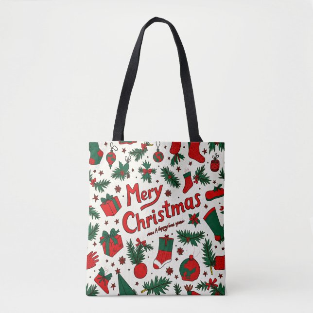 Santa's Surprise Christmas Gift Tote Bags (Front)