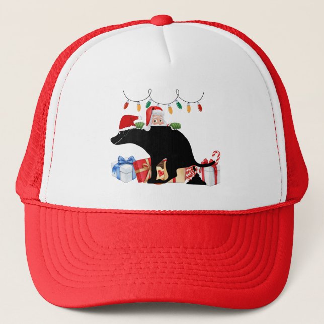 Santa's Surprise Pooping Dog Trucker Hat (Front)