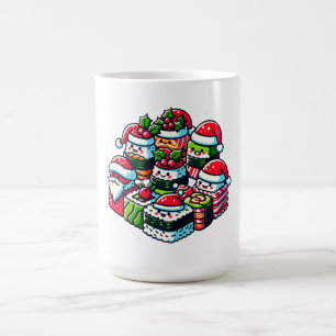Santa's Sushi Delight - Festive Christmas Art Coffee Mug