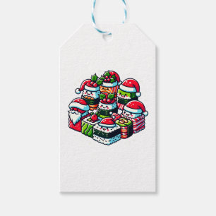 Santa's Sushi Delight - Festive Christmas Art Gift Tags