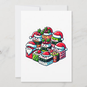 Santa's Sushi Delight - Festive Christmas Art Holiday Card