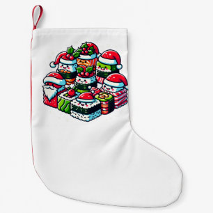 Santa's Sushi Delight - Festive Christmas Art Small Christmas Stocking