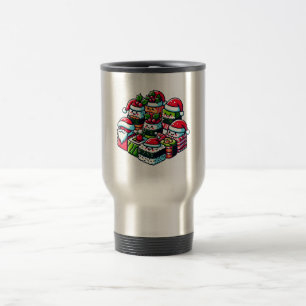 Santa's Sushi Delight - Festive Christmas Art Travel Mug