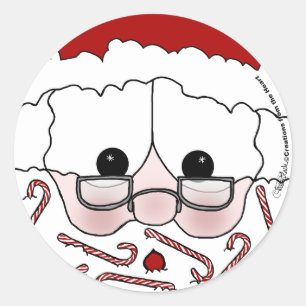 Santa's Sweet Cheeks-Candy Cane Beard Classic Round Sticker