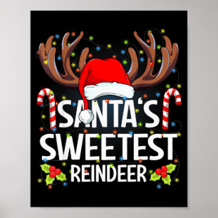 Santa's Sweetest Reindeer Christmas Pajama Poster