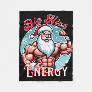 Santa's Swole Patrol Big Nick Energy' Fun Christma Fleece Blanket