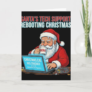 Santa's Tech Support Rebooting Christmas Funny Card